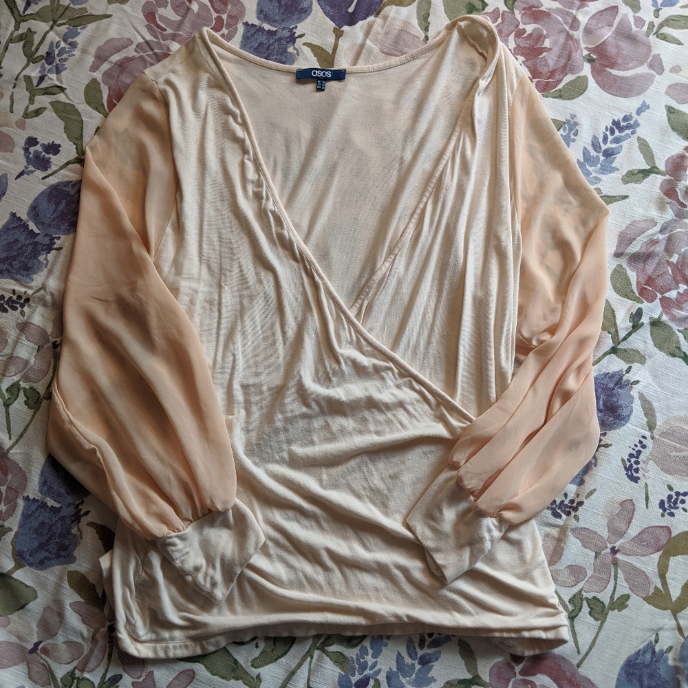 Asos curve surplice balloon sleeve top